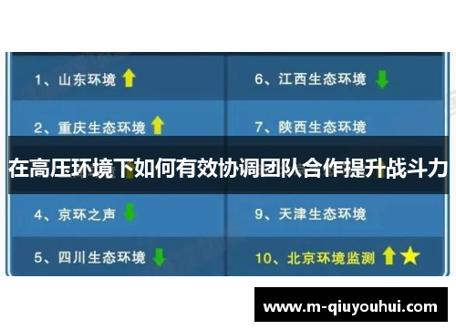 在高压环境下如何有效协调团队合作提升战斗力